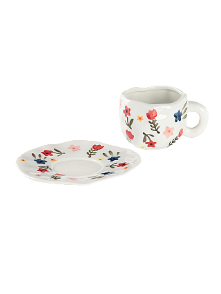 картинка Чайная пара 320 мл "Цветочная россыпь" ручная роспись от магазинаАрт-Я