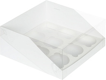 картинка Коробка для 9 капкейков с пластиковой крышкой 235*235*100 мм БЕЛАЯ от магазинаАрт-Я