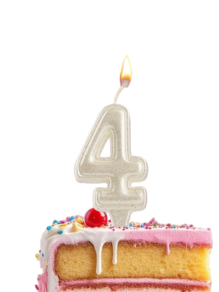 картинка Свеча «Праздник» цифра "4", жемчужный перламутр с блестками  от магазинаАрт-Я