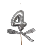 картинка Свеча для бенто "4" "Цифры-шарики" 5,5 см СЕРЕБРО от магазинаАрт-Я