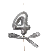 картинка Свеча для бенто "4" "Цифры-шарики" 5,5 см СЕРЕБРО от магазинаАрт-Я