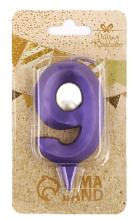 картинка Свеча в торт "Грань", цифра "9", фиолетовый металлик, 7.8 см от магазинаАрт-Я