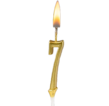 картинка Свеча для торта мини, цифра 7 (золото, 4,5 см) от магазинаАрт-Я