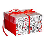 картинка Коробка №331 для 4 капкейков «Время добрых подарков» от магазинаАрт-Я