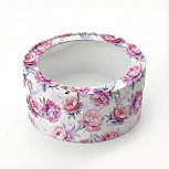 картинка Коробка под зефир, макаруны круглая с окном диам.160мм выс 70мм (Цветы №2) от магазинаАрт-Я