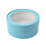 картинка Коробка под зефир, макаруны круглая с окном диам.160мм выс 70мм (ГОЛУБАЯ) от магазинаАрт-Я