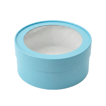 картинка Коробка под зефир, макаруны круглая с окном диам.160мм выс 70мм (ГОЛУБАЯ) от магазинаАрт-Я