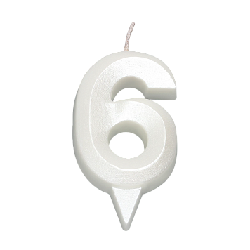 картинка Свеча в торт "Грань", цифра "6", жемчужный, 6,5 см от магазинаАрт-Я