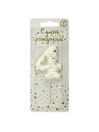 картинка Свеча в торт «Белые брызги», цифра 4 от магазинаАрт-Я