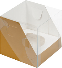 картинка Коробка для 1 капкейка с пластиковой крышкой 100*100*100 ммЗОЛОТО от магазинаАрт-Я