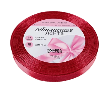 картинка Лента атласная №33 10мм*25 тёмно-красный  от магазинаАрт-Я