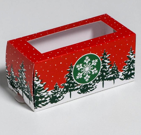 картинка Коробка №142 для макарун «Новый год» 12*5,5*5,5 см. от магазинаАрт-Я
