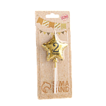 картинка Свеча в торт на шпажке "Воздушный шарик.Звезда", цифра 2, 11х5 см, золотая от магазинаАрт-Я