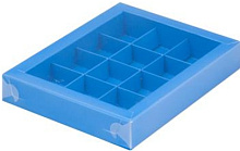 картинка Коробка для 12 конфет с пластиковой крышкой 190*150*30 СИНЯЯ от магазинаАрт-Я