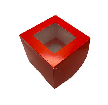 картинка Коробка для 1 капкейка с окном (КРАСНАЯ) от магазинаАрт-Я
