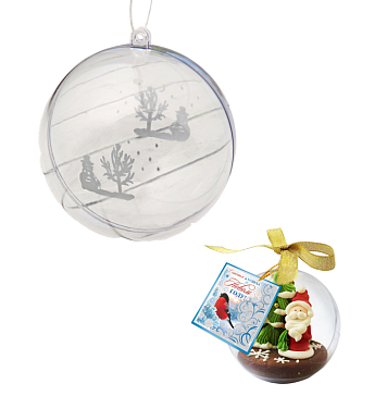 картинка Ёлочный шар с рисунком D8см, раздельные части (для безе, конфет, пряников) от магазинаАрт-Я