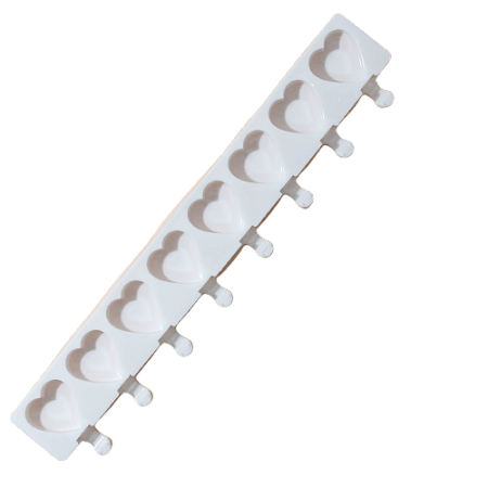 картинка Форма для мороженого «Сердца. Макси», 8 ячейки, 49×6,5×2 см, с палочками 50 шт, цвет белый от магазинаАрт-Я