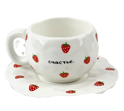 картинка Чайная пара «Клубничка», 300 мл от магазинаАрт-Я
