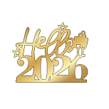 картинка Топпер торцевой "Hello 2026", 9*7см, золото от магазинаАрт-Я