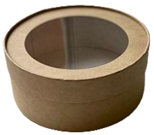 картинка Коробка под зефир, макароны круглая с окном диам. 160мм выс.70 мм (крафт) от магазинаАрт-Я
