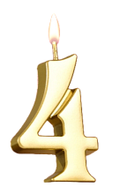 картинка Свеча в торт цифра "4", 5,5х3 см, золото от магазинаАрт-Я