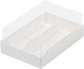 картинка Коробка для 2 эклеров с прозрачным куполом 135*90*50мм БЕЛАЯ от магазинаАрт-Я
