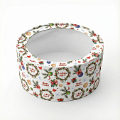 картинка Коробка под зефир,макаруны круглая с окном диам.160мм выс 70мм (Новогодняя №11)Рождественский венок от магазинаАрт-Я