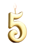 картинка Свеча в торт цифра "5", 5,5х3 см, золото от магазинаАрт-Я