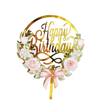 картинка Топпер «Happy Birthday» цветы и бант от магазинаАрт-Я