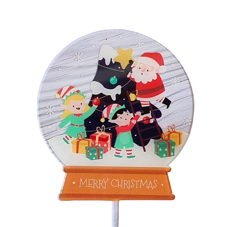 картинка Топпер «Merry Christmas» волшебный шар (Санта с эльфами) от магазинаАрт-Я