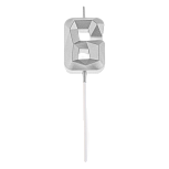 картинка Свеча в торт на шпажке «Алмаз», цифра "6", серебряная, 5х2,6 см  от магазинаАрт-Я