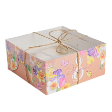 картинка Коробка №216 на 4 капк. «С 8 марта» с бабочками, 16*16*7.5 см от магазинаАрт-Я