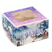 картинка Коробка №329 для 4 капкейков «С Новым годом» от магазинаАрт-Я