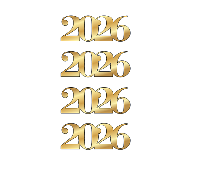 картинка Топпер "2026", №1   6*2,2см 4шт, золото от магазинаАрт-Я