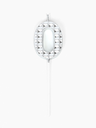 картинка Свеча для торта «Элемент», цифра "0" серебро  от магазинаАрт-Я