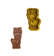 картинка Форма для печенья (штамп, вырубка) "Рождественский олень", цвет золотой от магазинаАрт-Я