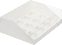 картинка Коробка для 12 капкейков с пластиковой крышкой 310*235*100мм БЕЛАЯ от магазинаАрт-Я