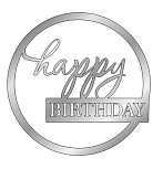 картинка Топпер торцевой" Happy birthday" круг 9см, серебро от магазинаАрт-Я