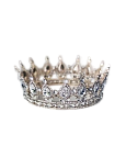 картинка Декоративная корона на торт с БЕЛЫМИ стразами 12*5,5см, серебро от магазинаАрт-Я