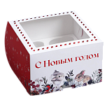 картинка Коробка №341 для 4 капкейков «Новый год: зайчики»  от магазинаАрт-Я