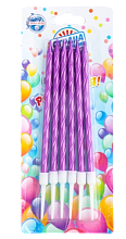 картинка Свечи в торт витые с подставкой, 6 шт, 14 см, фиолетовый от магазинаАрт-Я