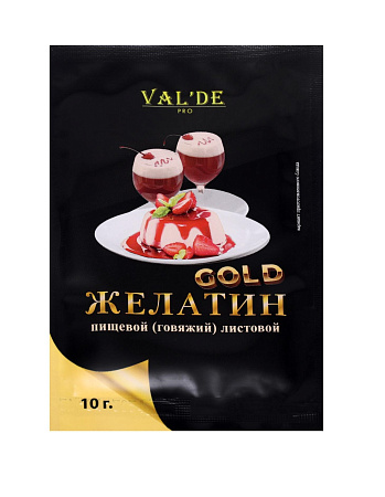 картинка Желатин пищевой листовой 220+bloom Gold "Val'de" 10 г от магазинаАрт-Я