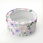 картинка Коробка под зефир, макаруны круглая с окном диам.160мм выс 70мм (Цветы №3) от магазинаАрт-Я