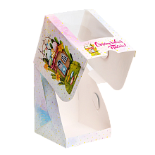 картинка Коробка для мини кулича с окном "Пасхальный домик" 9,5*9,5*12 см от магазинаАрт-Я