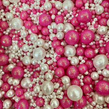 картинка Драже Блеск №850/1, (Амарант, белоснежный), 50гр от магазинаАрт-Я