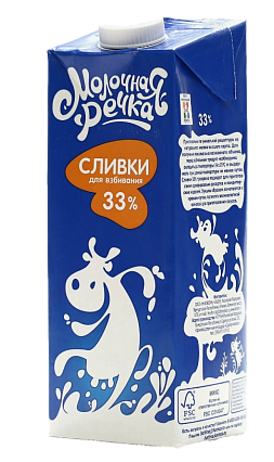 картинка Сливки Молочная речка 33% 1литр ультрапастеризованные от магазинаАрт-Я