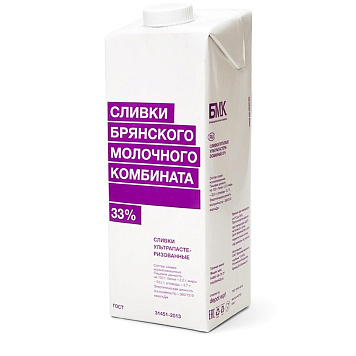 картинка Сливки Брянский МК 33%, 1л от магазинаАрт-Я