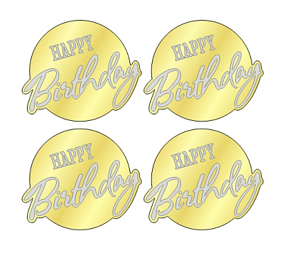 картинка Топпер "Happy birthday" №12 5*6см, 4шт золото от магазинаАрт-Я
