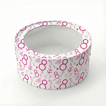 картинка Коробка под зефир, макаруны круглая с окном диам.160мм выс 70мм (8 марта) от магазинаАрт-Я