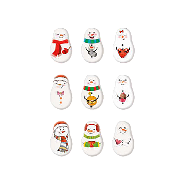 картинка Сахарные МЕДАЛЬОНЫ СНЕГОВИКИ 35x25 мм (63 шт) от магазинаАрт-Я